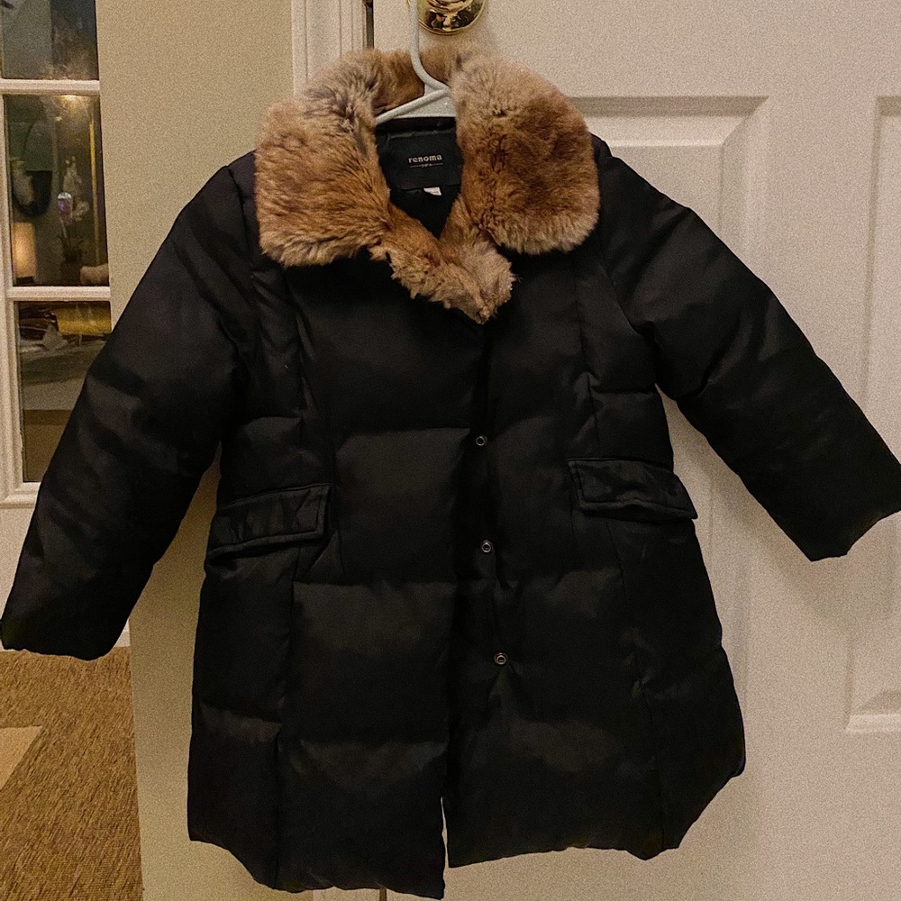 RENOMA genuine rabbit fur collar puffer